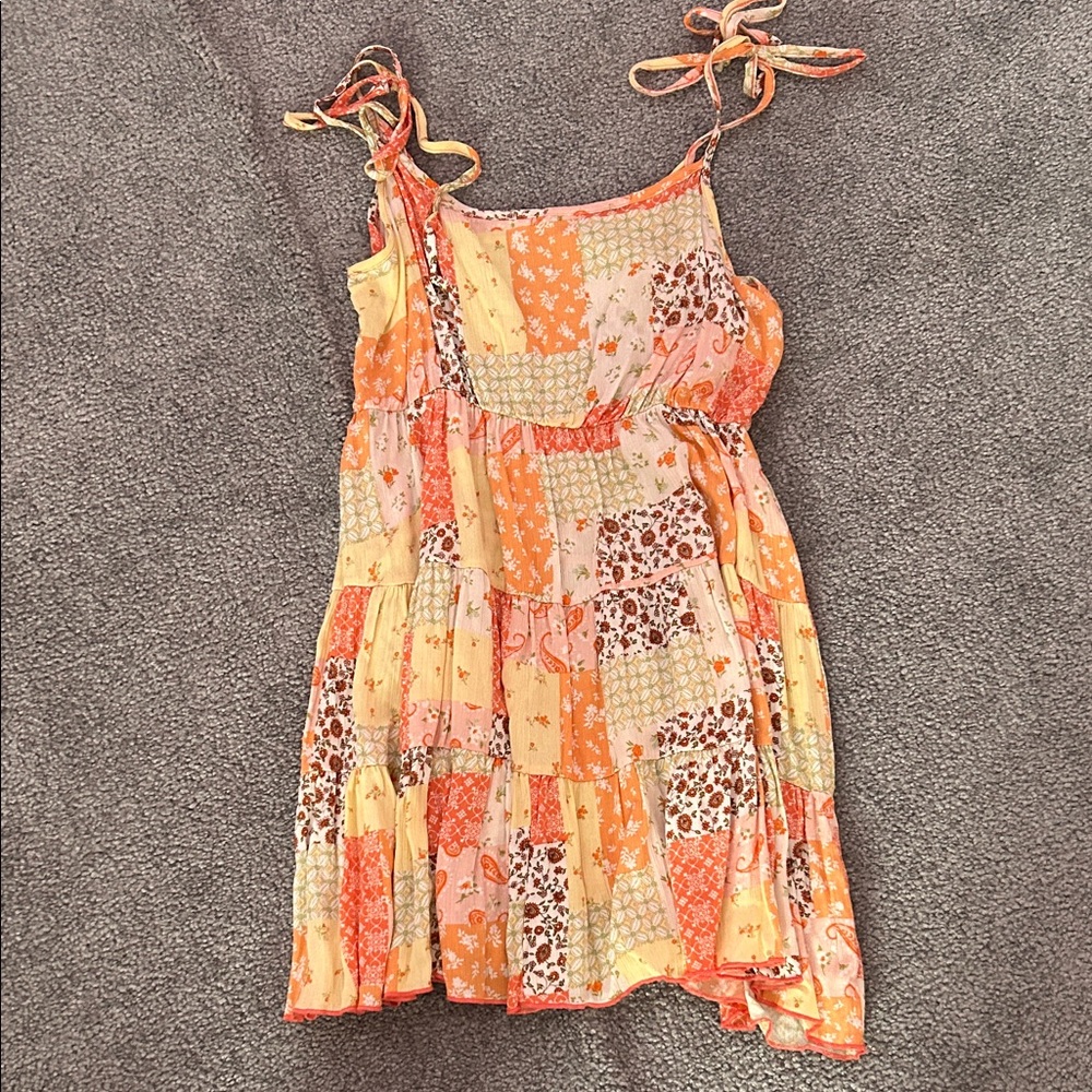 Altar'd State Orange and Yellow Patchwork Dress
